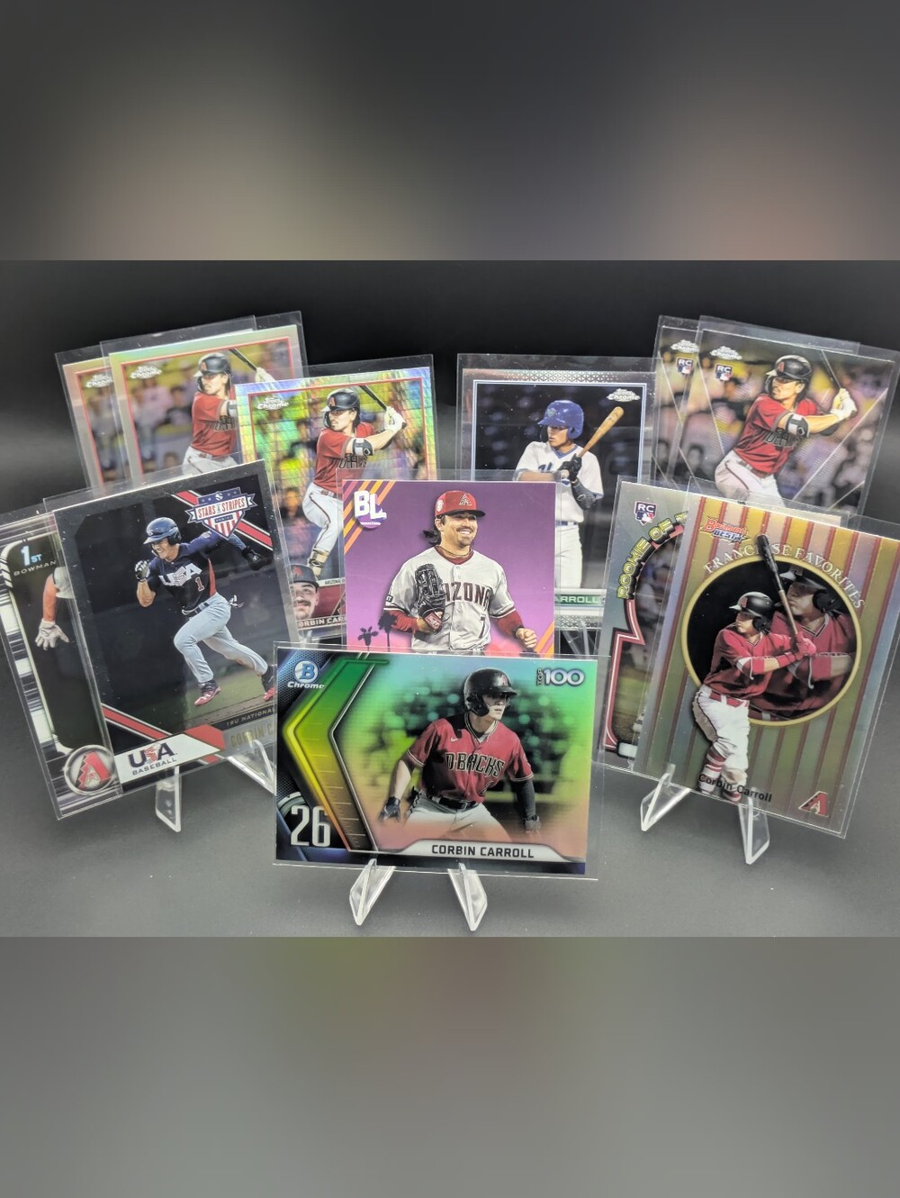 Corbin Carroll Rookie Lot (12) RC Prospect Chrome Refractor Insert 1st Bowman